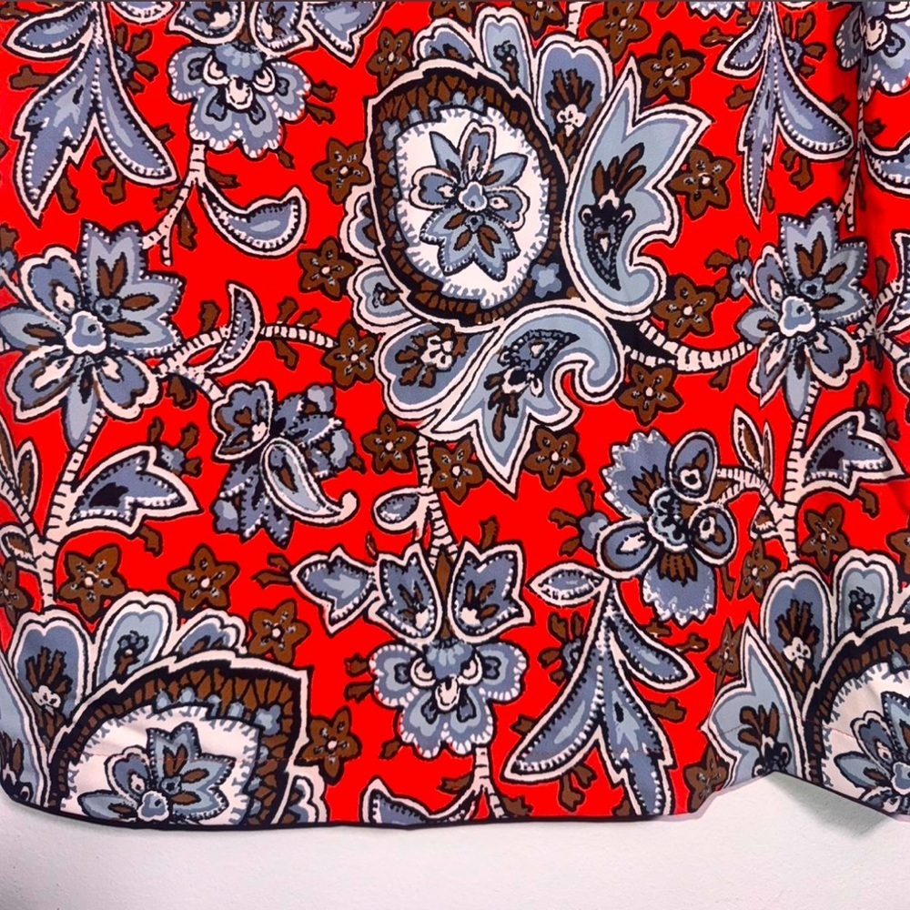 LOFT Red Paisley-Print Shirt Dress SZ M - Picture 5 of 6